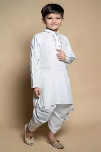 NFC CREATION High-Quality Stripe Mirror Kurta and Patiyala set for boys