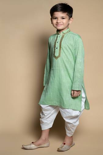 NFC CREATION High-Quality Stripe Mirror Kurta and Patiyala set for boys
