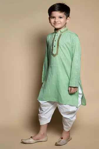 NFC CREATION High-Quality Stripe Mirror Kurta and Patiyala set for boys