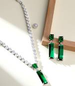 Stunning Eye-Catchy Silver Toned CZ-Studded Jewellery Set