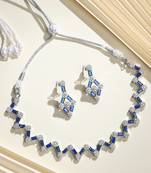 Stunning Eye-Catchy Silver Toned CZ-Studded Jewellery Set