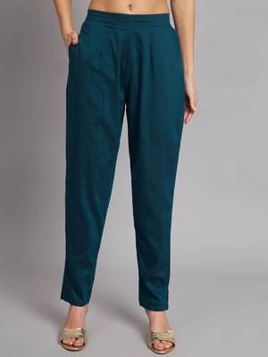   women kurta and trousers pant set silk blend 4