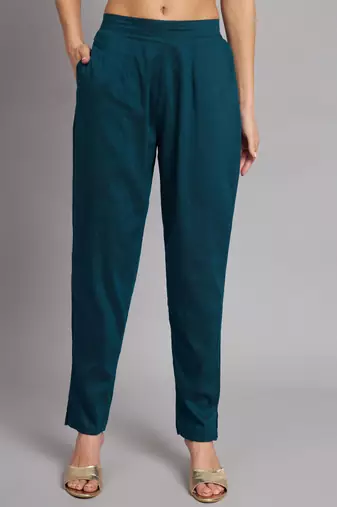   women kurta and trousers pant set silk blend