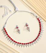 Stunning Eye-Catchy Silver Toned CZ-Studded Jewellery Set