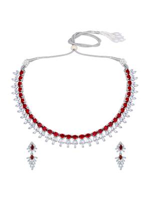 Stunning Eye-Catchy Silver Toned CZ-Studded Jewellery Set 2