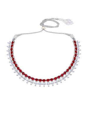 Stunning Eye-Catchy Silver Toned CZ-Studded Jewellery Set 3