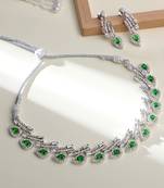 Stunning Eye-Catchy Silver Toned CZ-Studded Jewellery Set