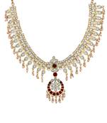 Estele Gold Plated Resplendent Kundan Necklace Set with Pearl & Enamel for Women