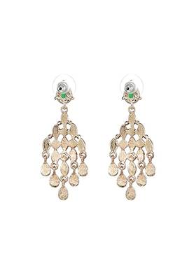 Estele Gold Plated Magnificent Dangle Earrings with Green and Black Crystals for Girls and Women 2