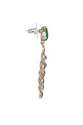 Estele Gold Plated Magnificent Dangle Earrings with Green and Black Crystals for Girls and Women 3