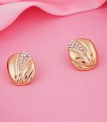 Estele Gold Plated Splendid Stud Earrings with White Austrian Crystals for Girls and Women
