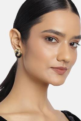 Estele Gold Plated Inter Connected Circle Designer Stud Earrings for Girls and Women 1