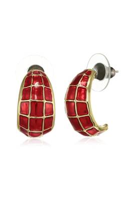 Estele Gold Plated Mesmerizing Stud Earrings with Red Enamel for Girls and Women 2