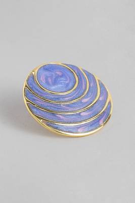 Estele Gold Plated Beige Round Ripple Stud Earrings with Blue Enamel for Girls and Women 3