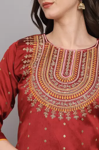   women kurta and trousers pant set silk blend