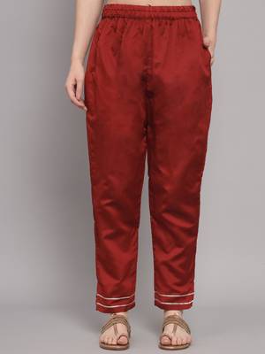   women kurta and trousers pant set silk blend 4