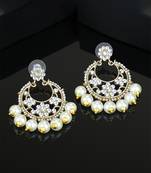 Estele Gold Plated Intricately Designed Chandbali Earrings with Kundan & Pearl for Girls and Women