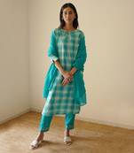 Sky blue straight kurta set