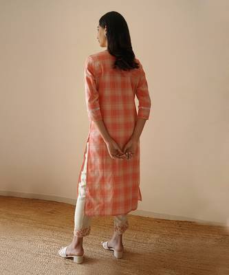 Peach straight kurta set 5