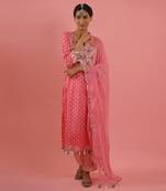 Mahruk pink printed gota work kurta set