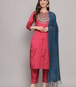   women kurta and trousers pant set silk blend