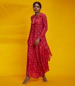 Seker pink floral printed shirt kurta set