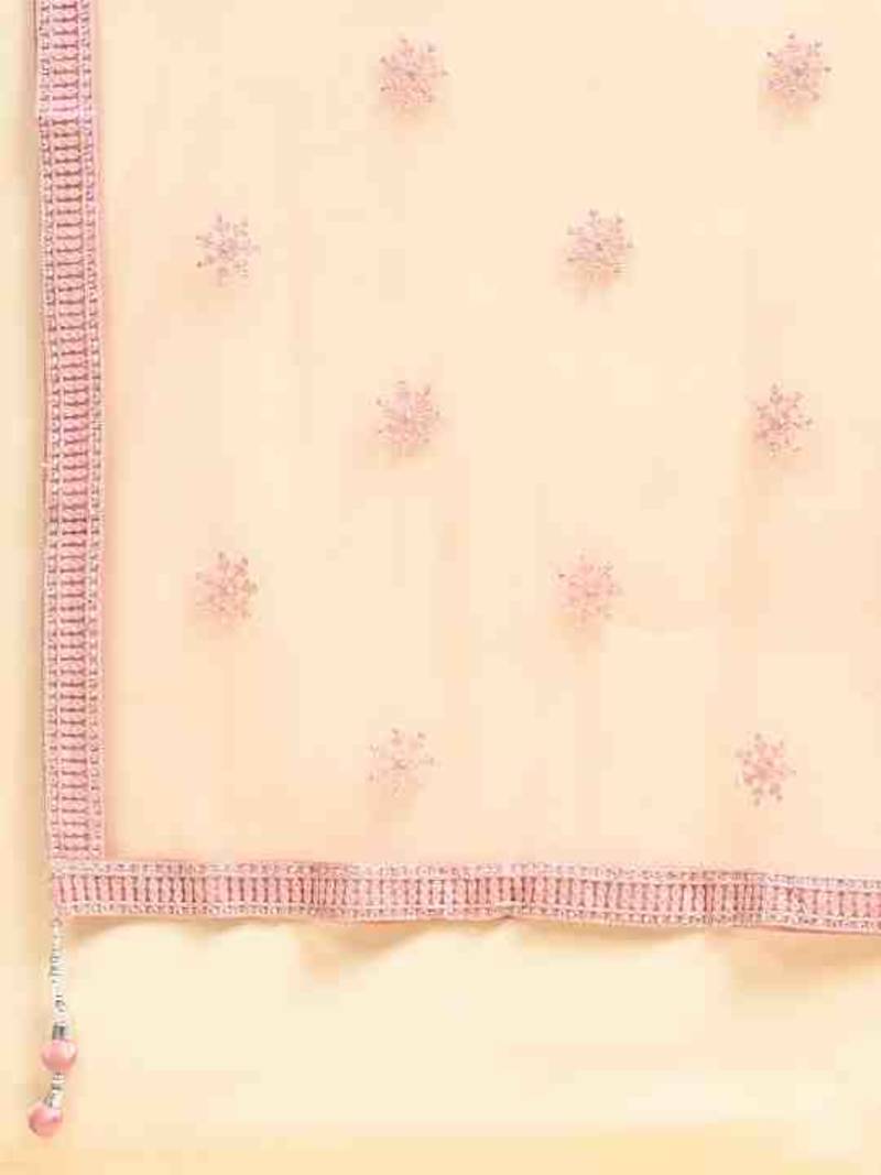 JUSTFASHION NET Anarkali Gown  Round Neck PEACH