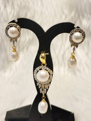 Mannat raj pearls & jewellers natural fresh water pearls hyderabadi pearls unique designer pendant set 2