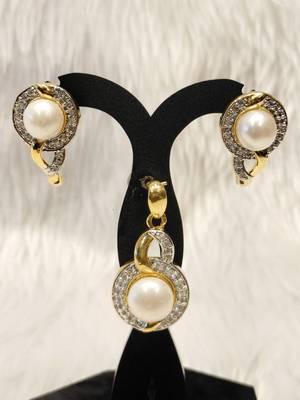 Mannat raj pearls & jewellers natural fresh water pearls hyderabadi pearls daily wear designer pendant set 2