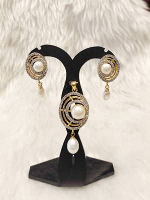 Mannat raj pearls & jewellers natural fresh water pearls hyderabadi pearls charming and designer pendant set 1