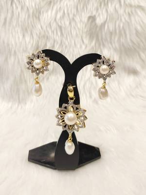 Mannat raj pearls & jewellers natural fresh water pearls hyderabadi pearls daily wear designer pendant set 1