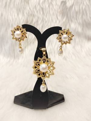 Mannat raj pearls & jewellers natural fresh water pearls hyderabadi pearls charming and designer pendant set 1
