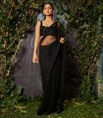 Black tiki handwork saree set