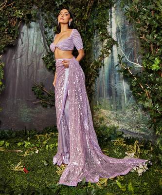 Lilac tiki saree set 2