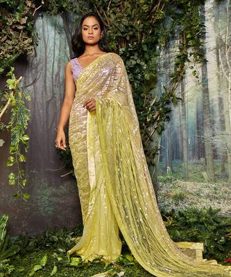 Yellow tiki saree set 1