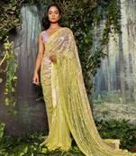 Yellow tiki saree set