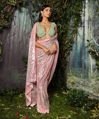 Pink tiki saree set 3