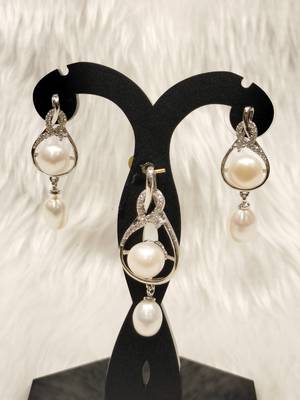 Mannat raj pearls & jewellers natural fresh water pearls hyderabadi pearls daily wear designer pendant set 2