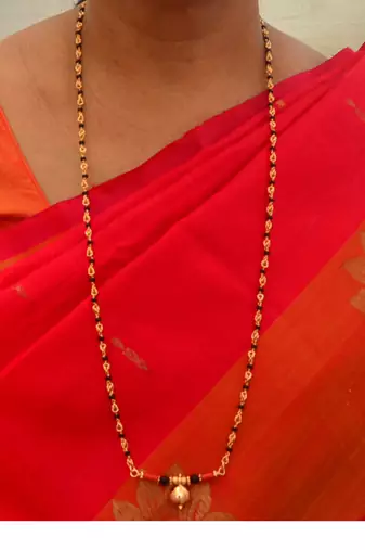 Black beads and mushti(1+1) brahmamudi mangalsutra LONG one gram gold
