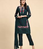 Rama Colour Girlish Resham Embroidered Pakistani Style Suit