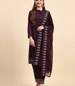 Heavy Sequins Work Purple Colour Trendy Partywear Salwar Kameez