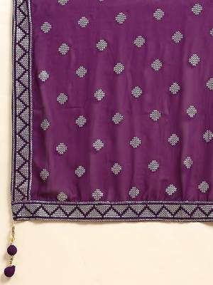 JUSTFASHION Georgette ANARKALI GOWN Round NECK PURPLE COLOR  5
