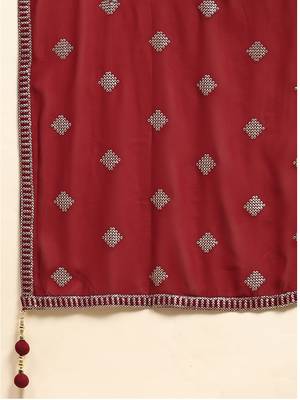 JUSTFASHION Georgette ANARKALI GOWN Round NECK MAROON COLOR  5