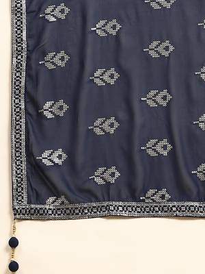JUSTFASHION Georgette ANARKALI GOWN Round NECK BLUE COLOR  5