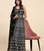 JUSTFASHION Georgette ANARKALI GOWN Round NECK BLACK COLOR 