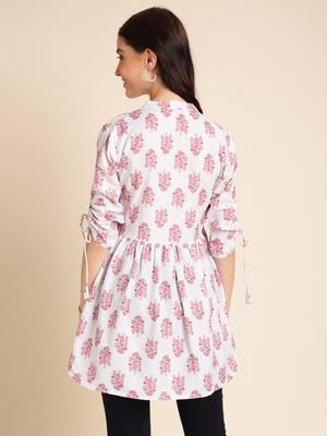 White Poly Rayon Digital Printed A-line Top 2