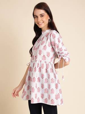 White Poly Rayon Digital Printed A-line Top 3
