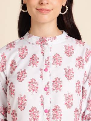 White Poly Rayon Digital Printed A-line Top 5