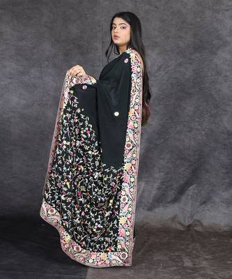 Black parsi gara embroidered crepe saree 2
