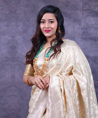 Light beige silk banarasi saree 3